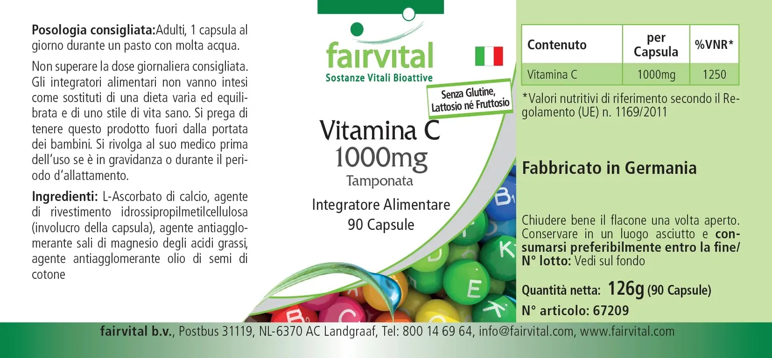 Fairvital Vitamina C 1000 mg Tamponata 90 capsule vegane