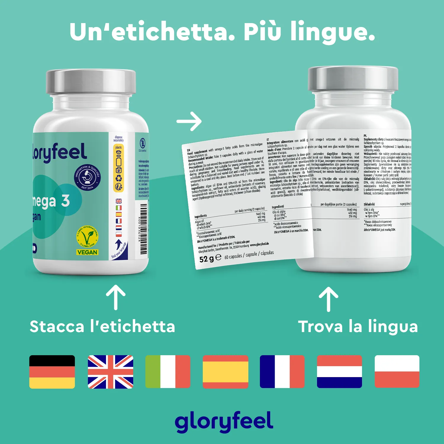 gloryfeel Omega 3 Vegan capsule 60 softgel EPA DHA