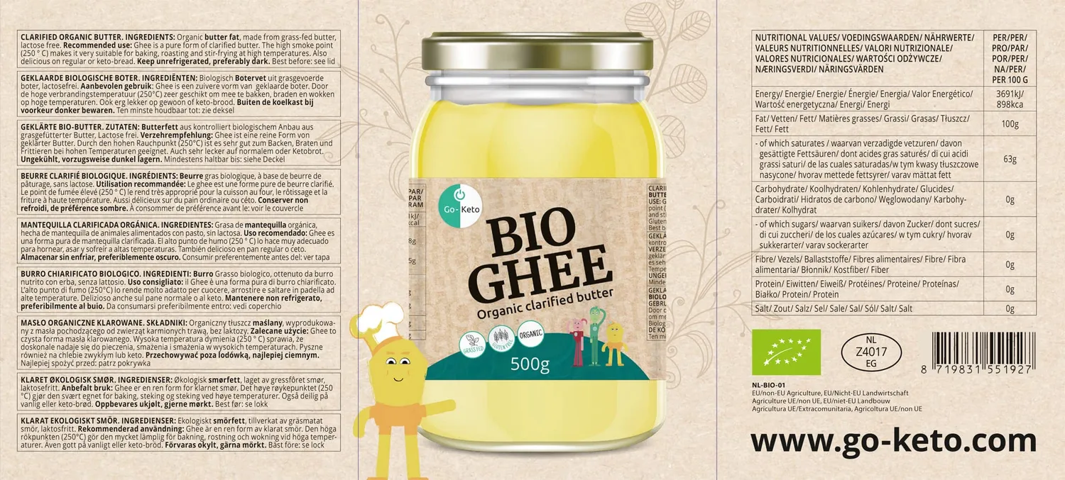 Go-Keto Bio Ghee burro chiarificato 500g senza lattosio