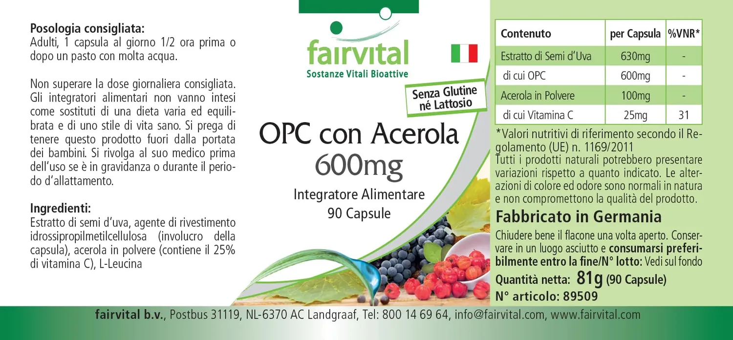 Fairvital OPC semi uva capsule 90 da 600 mg con acerola