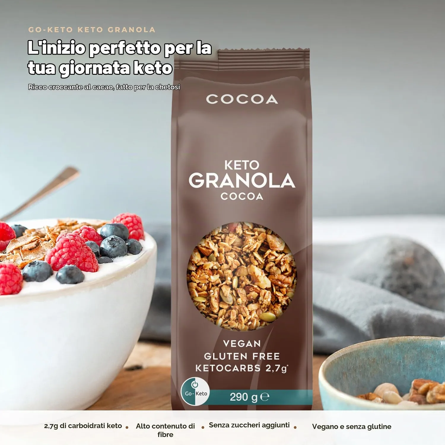 Go-Keto Granola Cocoa muesli keto 290 g al cacao