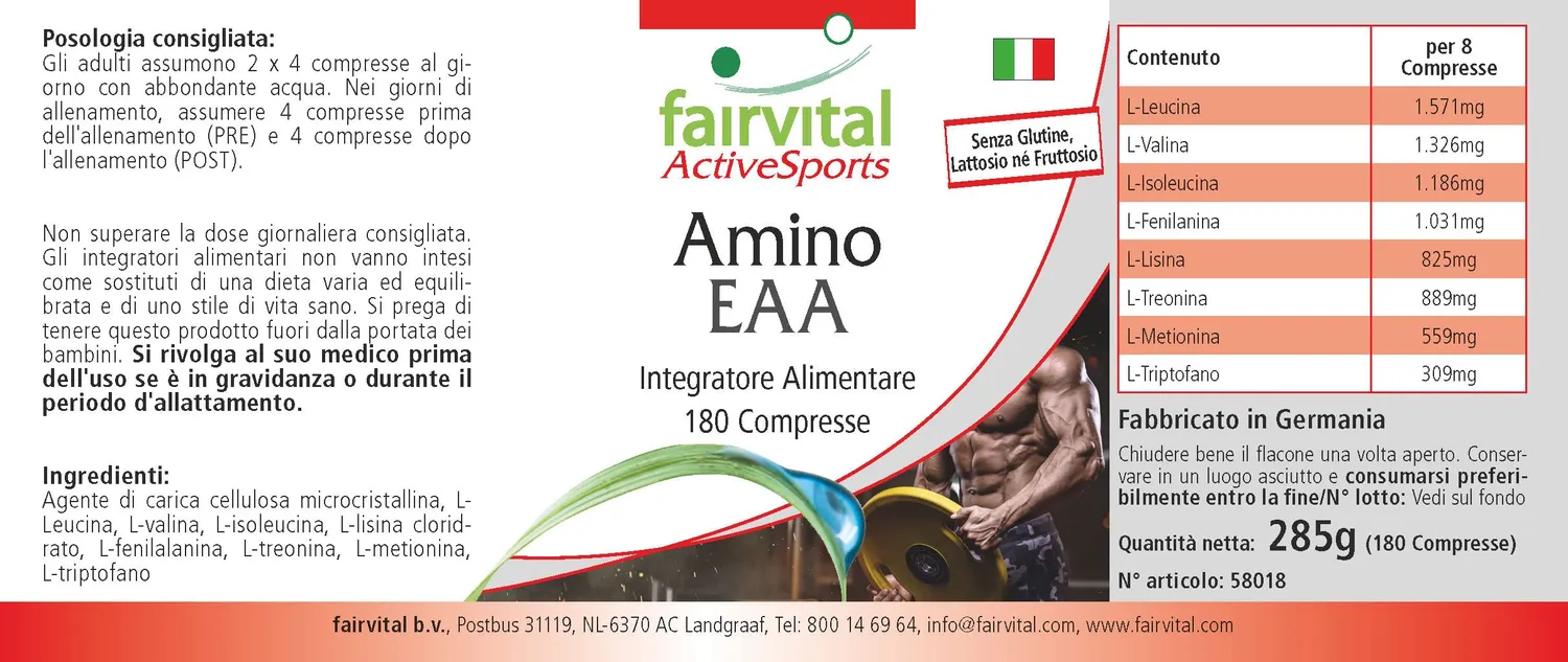 Fairvital Amino EAA compresse 180 pezzi aminoacidi essenziali