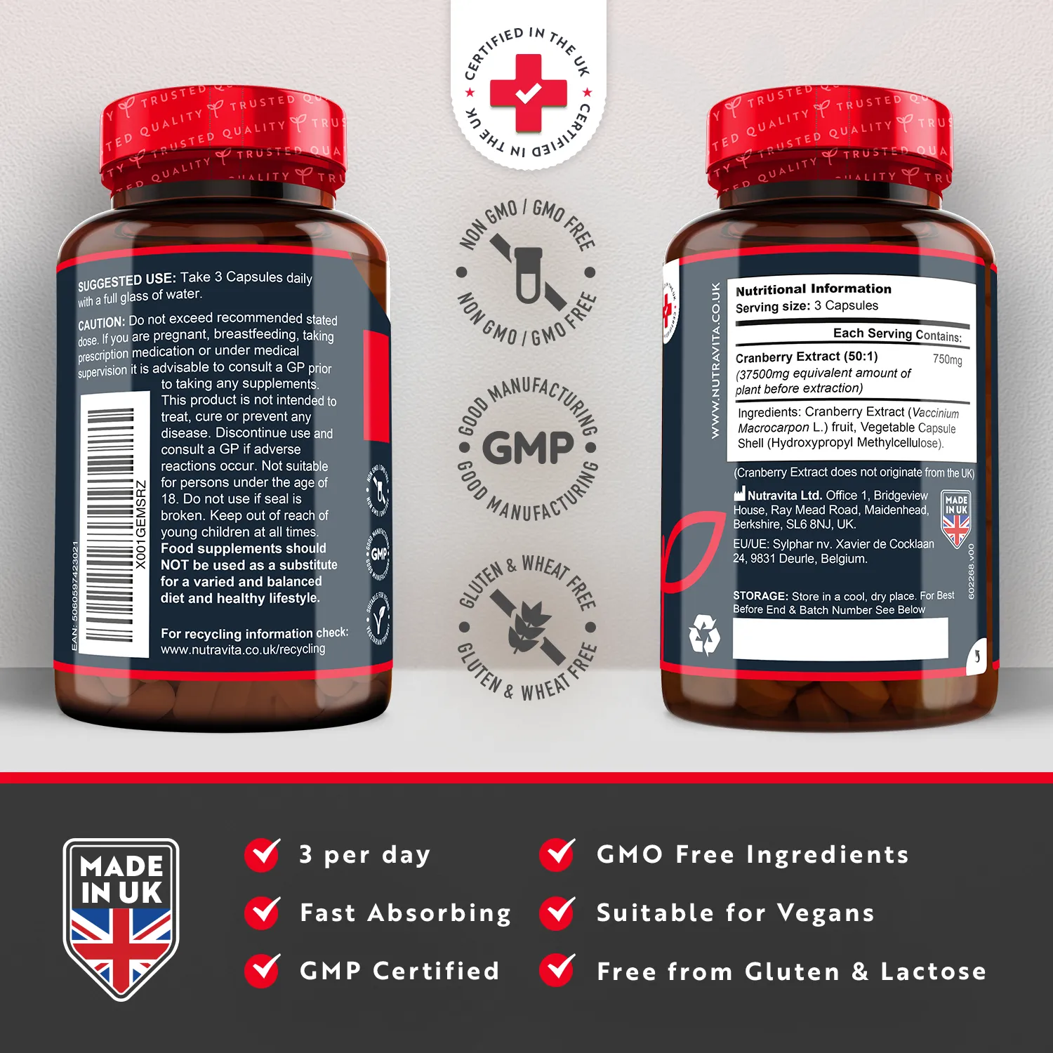 Nutravita Mirtillo Rosso 50:1 capsule 180 pz pure vie urinarie