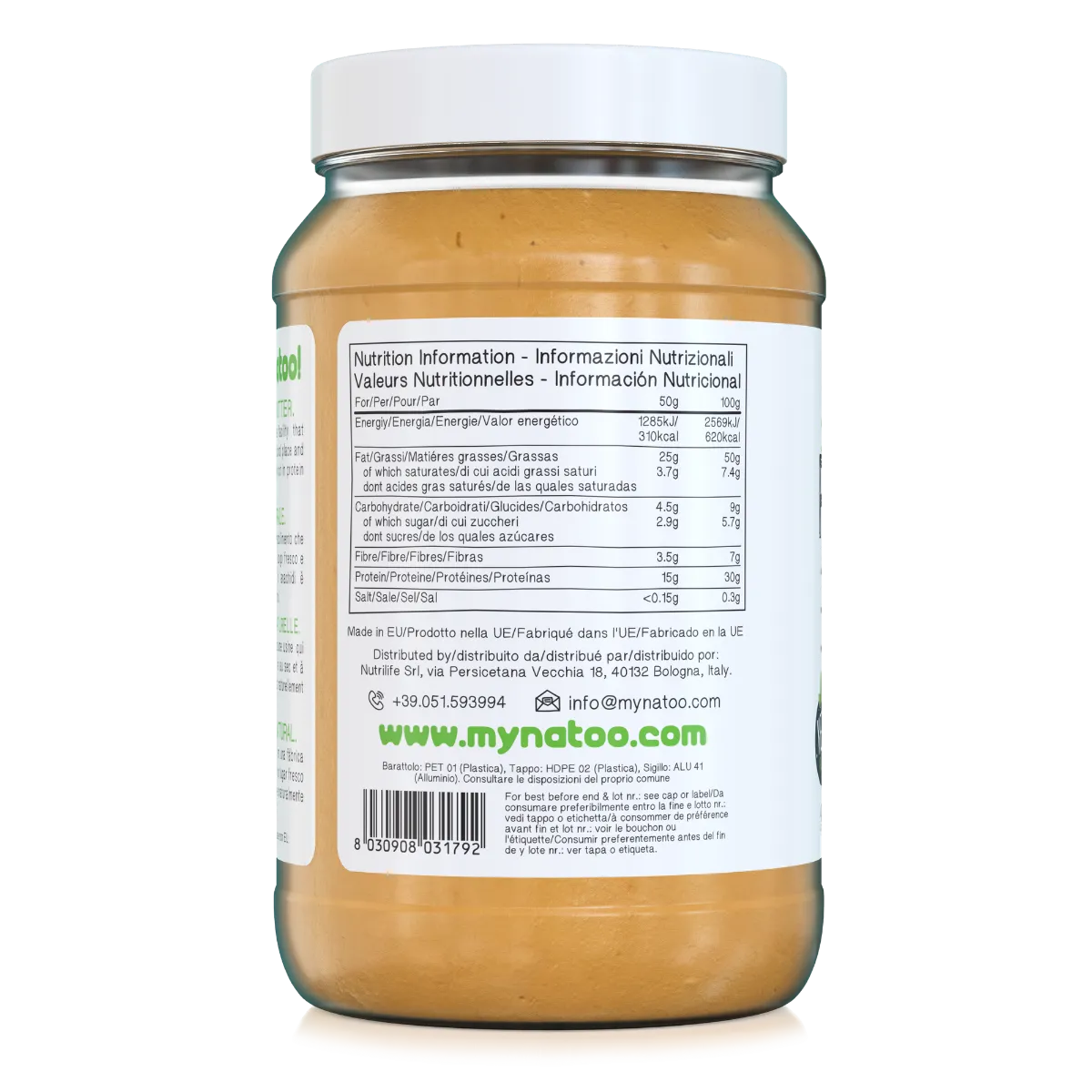 NATOO Burro d'Arachidi Crunchy crema 400g 30% proteine