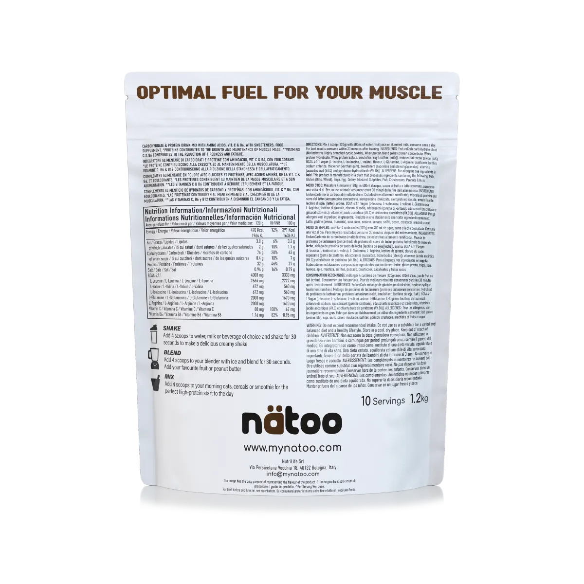 Natoo Performance Whey Gainer mass gainer Double Chocolate 1,2 kg