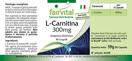 Fairvital L-Carnitina 300 mg capsule 90 pz vegane