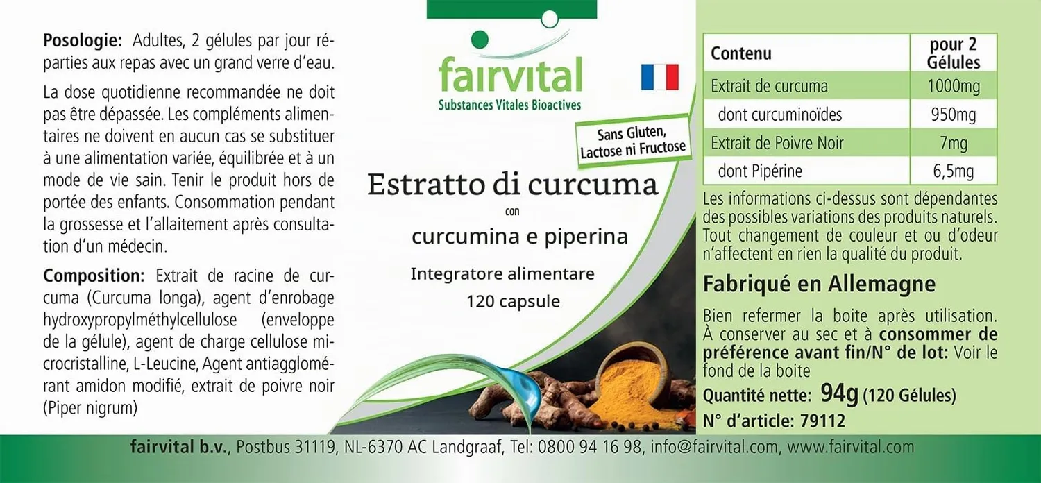 Fairvital Curcuma 500mg 120 capsule curcumina piperina