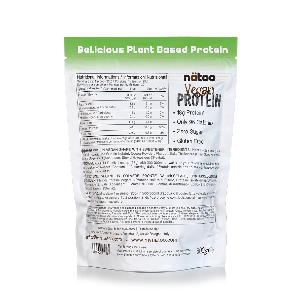 Nätoo Proteine Vegane polvere 500g gusto cioccolato