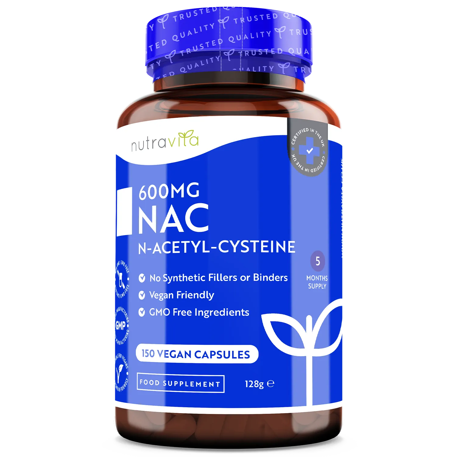 Nutravita NAC N-Acetilcisteina 600mg integratore 150 capsule vegane