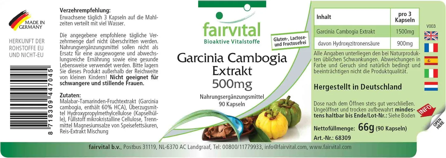 Fairvital Garcinia Cambogia capsule 90 pezzi 60% HCA
