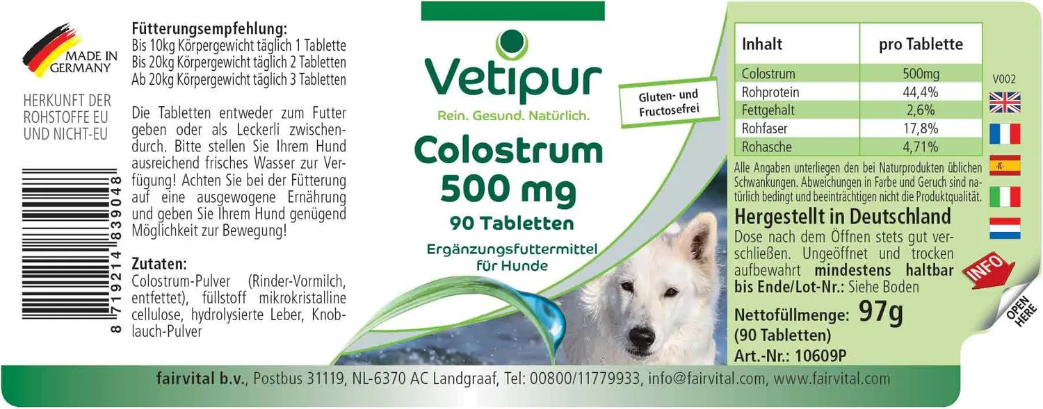 Vetipur Colostro 500 mg compresse cane 90 compresse