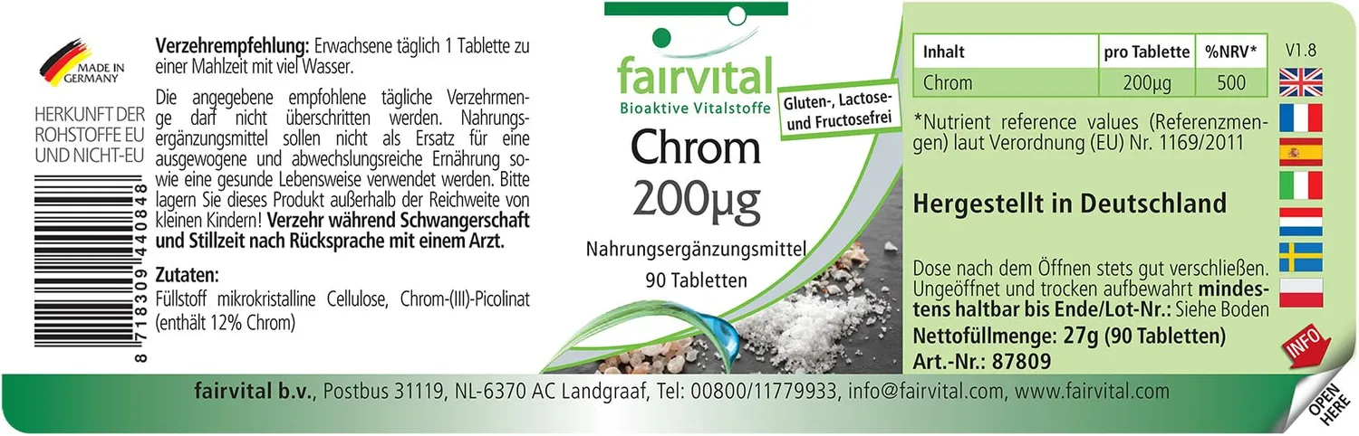 Fairvital Cromo 200 mcg compresse 90 compresse picolinato