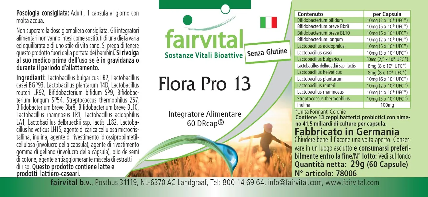 Fairvital Flora Pro 13 probiotico capsule 60 41,5 miliardi
