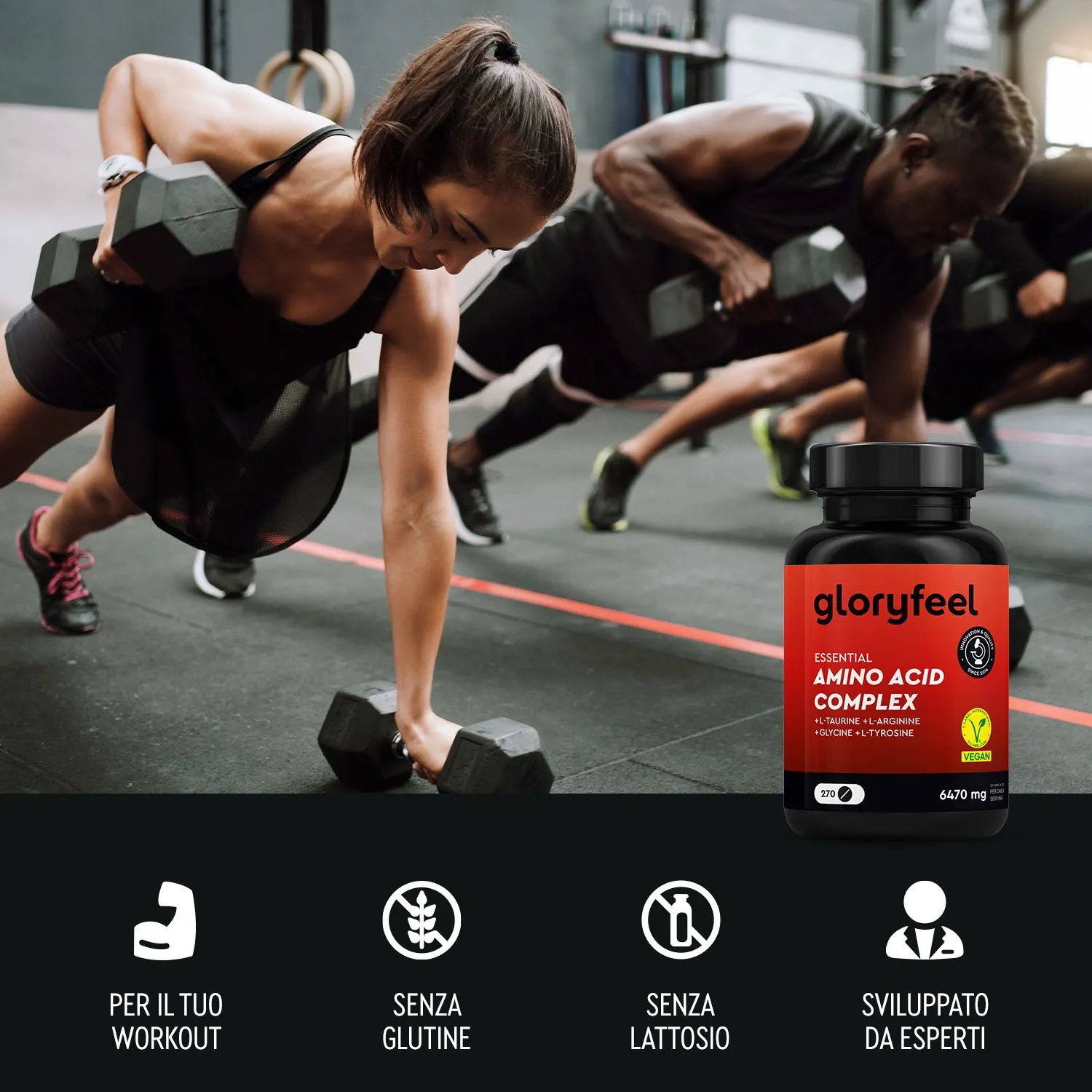 gloryfeel Aminoacidi Complex integratore essenziali con taurina