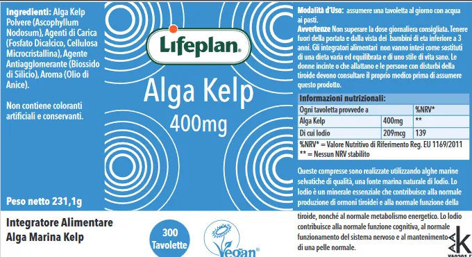 Algilife Kelp integratore iodio 300 tavolette tiroide