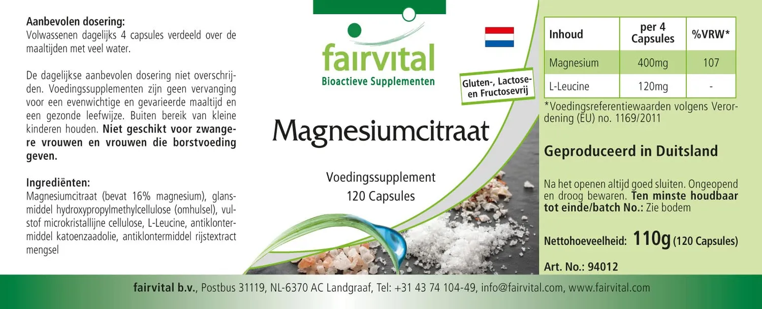 fairvital Magnesio citrato 100 mg 120 capsule vegano