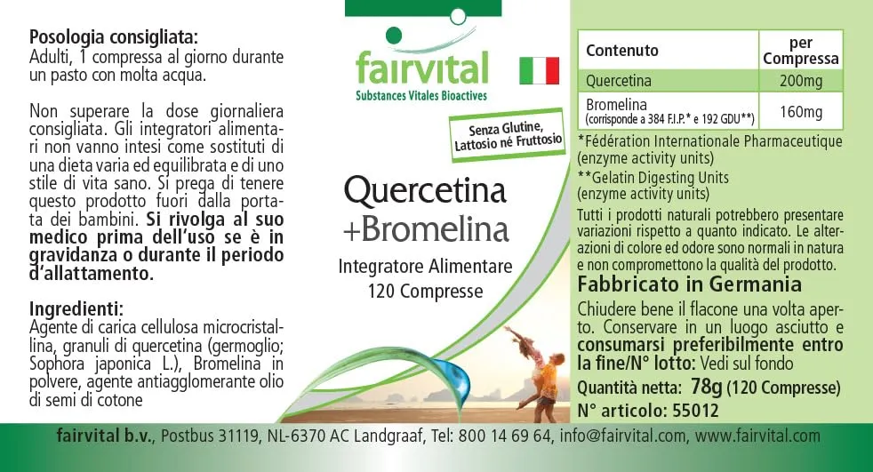Fairvital Quercetina più Bromelina compresse 120 pz vegane