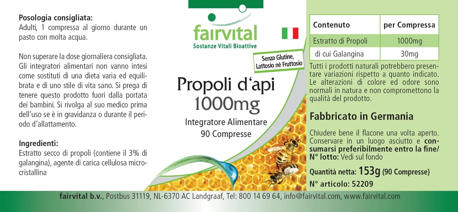 Fairvital Propoli Api 1000 mg Compresse 90 resina