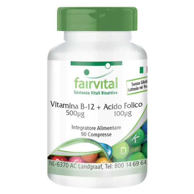 Fairvital Vitamina B12 500 mcg + Acido Folico compresse 90 pezzi