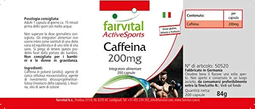 Fairvital Caffeina 200mg Capsule 200 Vegane Alta Dose