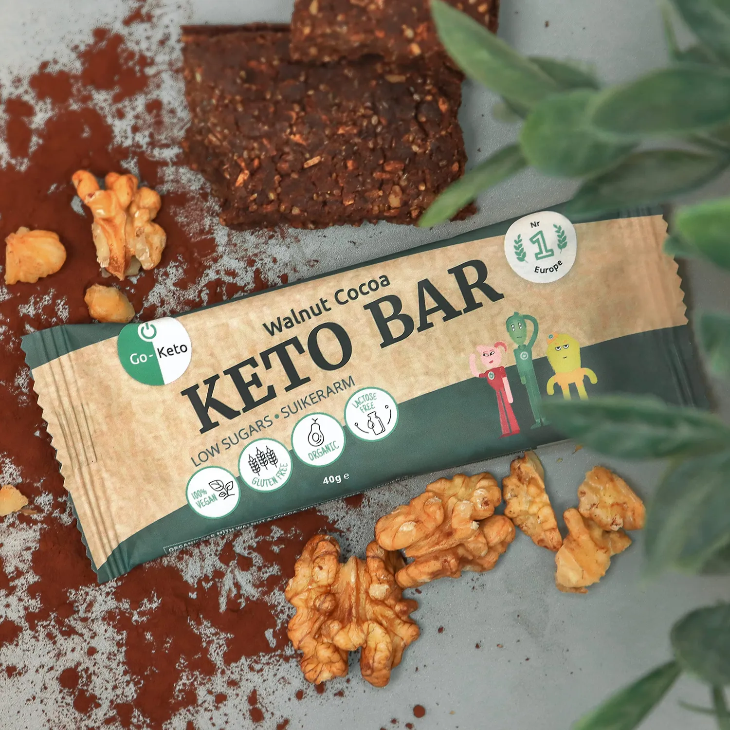 Go-Keto Bar Walnut Cocoa barretta keto 12x40g bio