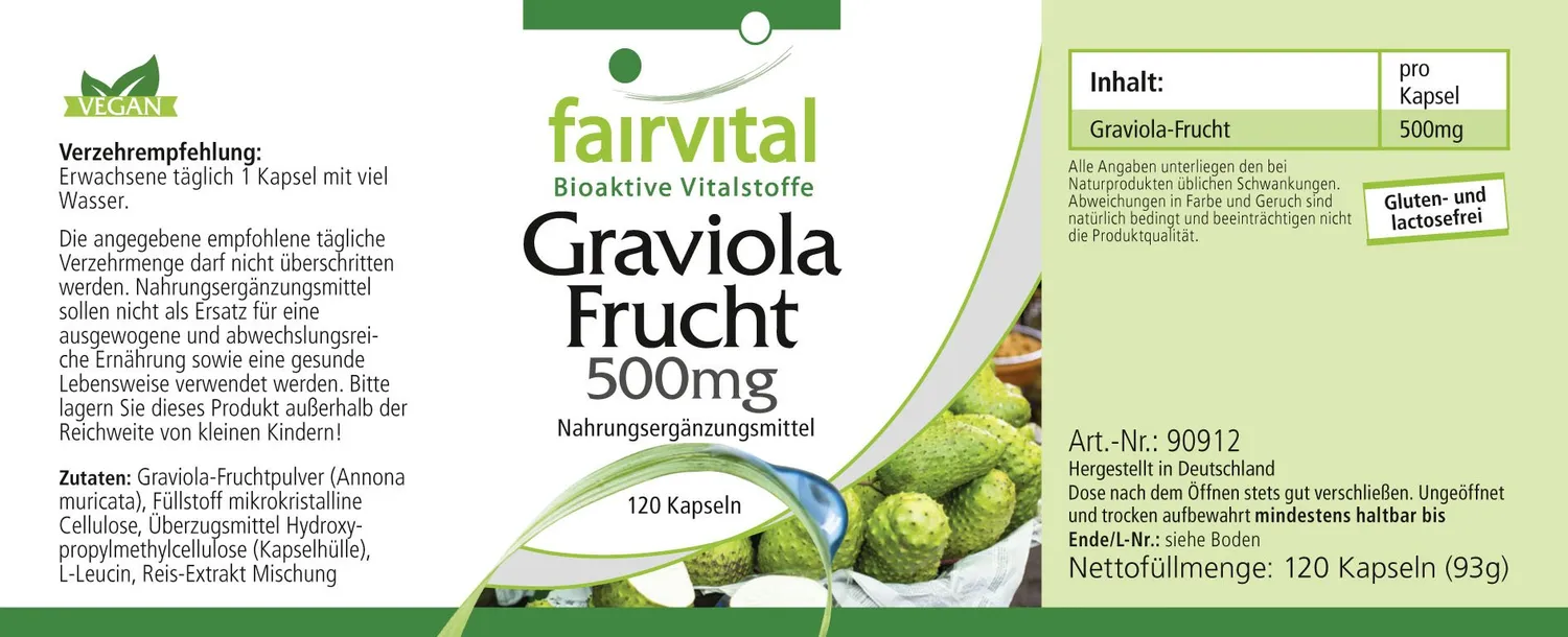 Fairvital Graviola 500 mg capsule 120 capsule vegane