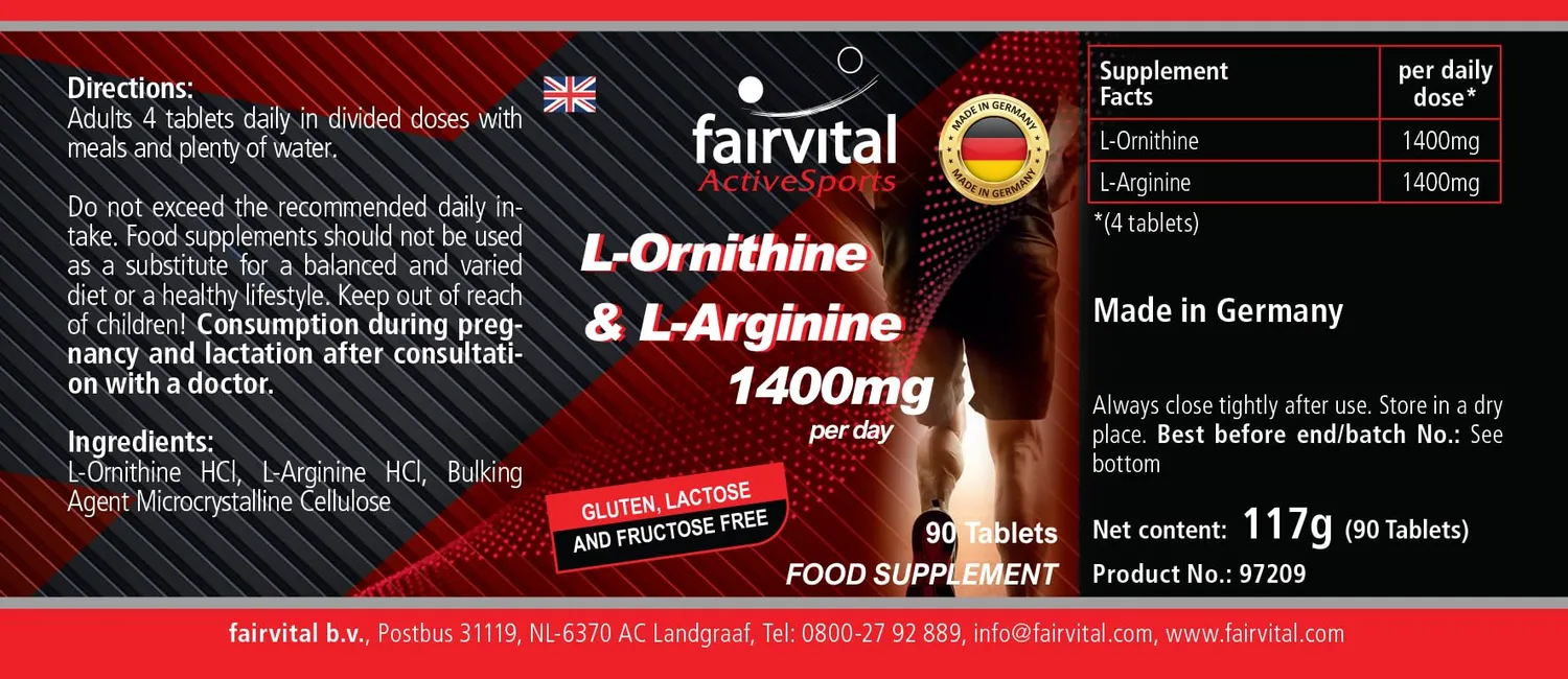 Fairvital L-Ornitina Arginina 1400 mg compresse 90 pezzi alto dosaggio