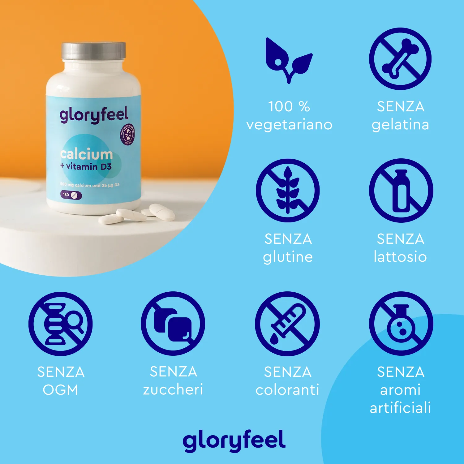Gloryfeel Calcio + D3 compresse 180 pezzi 3 mesi