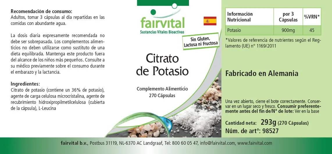 Fairvital Citrato di Potassio Capsule 270 pz Alto Dosaggio