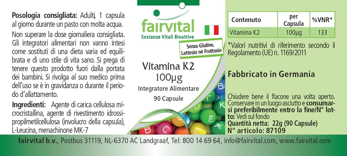 Fairvital Vitamina K2 MK7 capsule 90 capsule 100 mcg