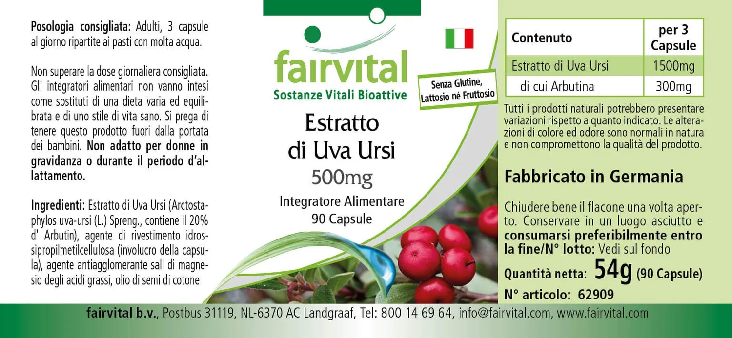 Fairvital Uva Ursi 500 mg capsule 90 pezzi arbutina