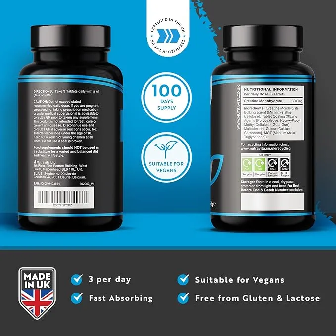 Nutravita Creatina Monoidrata 3000mg capsule 300 pz vegane
