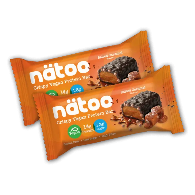 Natoo Food Duo Pack Protein barrette vegane caramello salato 2x50g