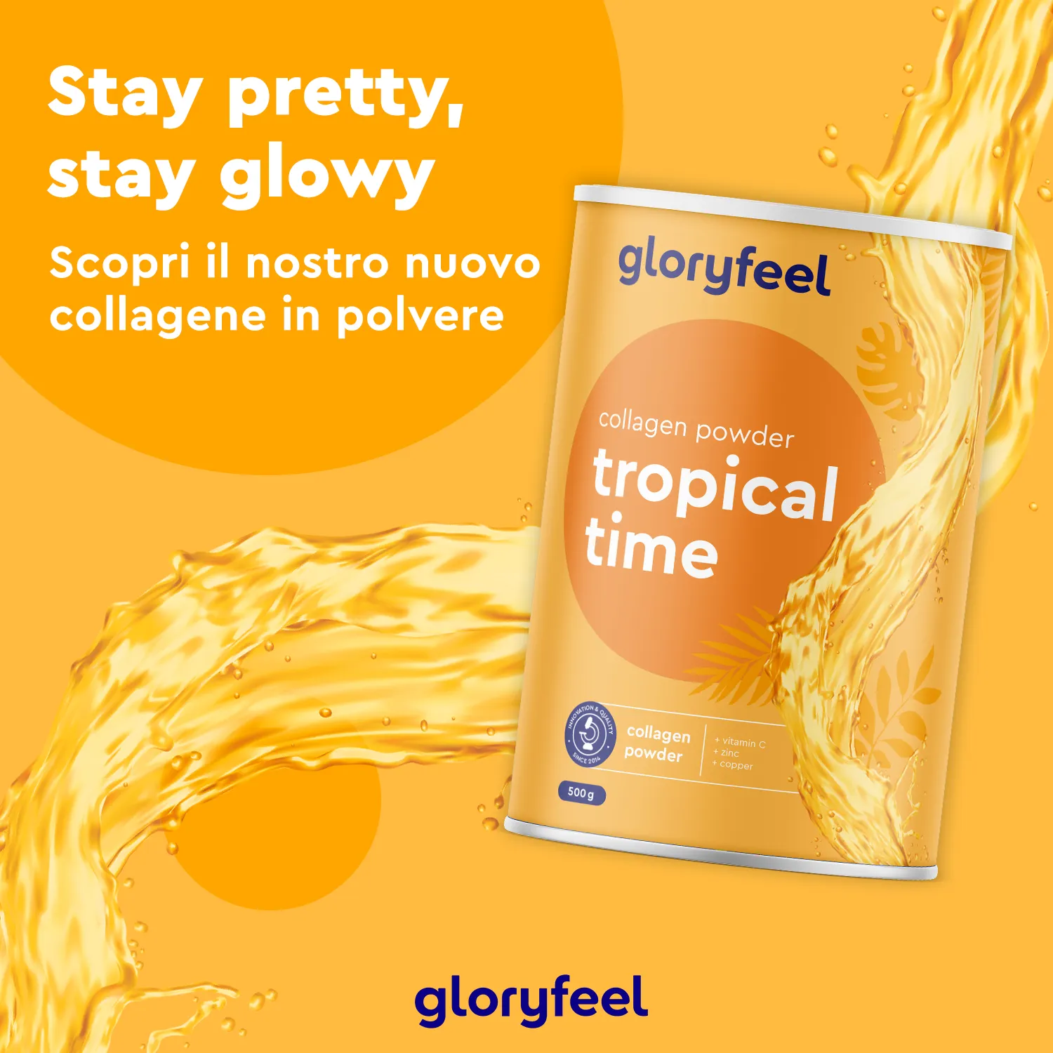 gloryfeel Tropical Time collagene in polvere gusto tropicale senza glutine