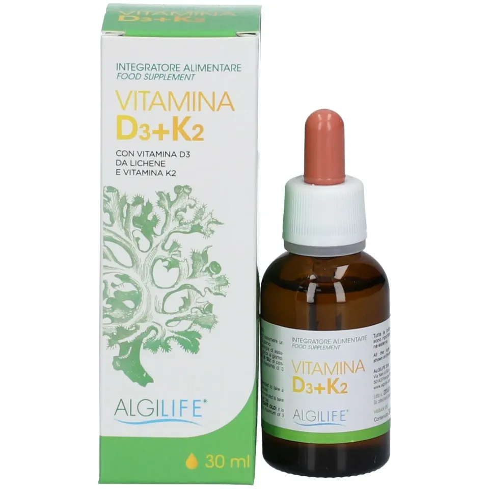 Algilife Vitamina D3+K2 integratore gocce ossa