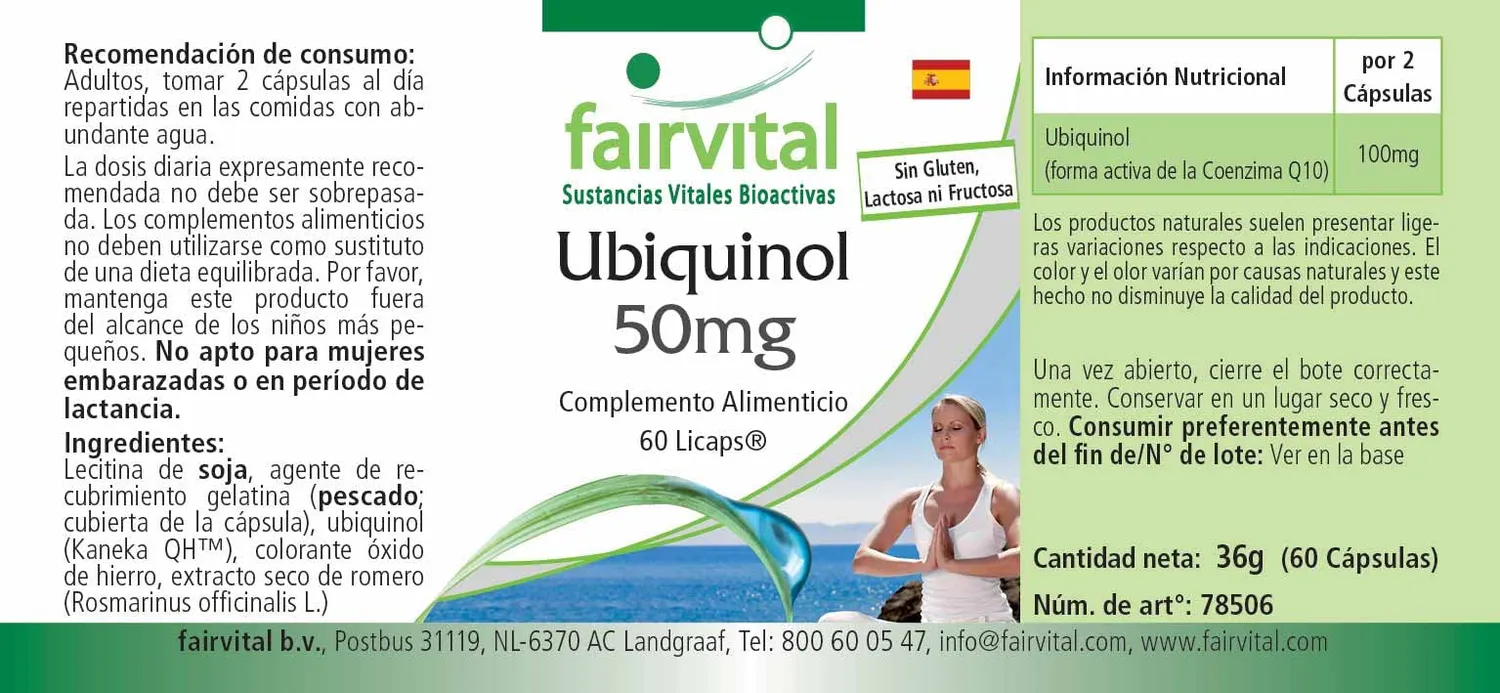 Fairvital Ubiquinolo 50 mg capsule 60 pezzi Kaneka QH energia