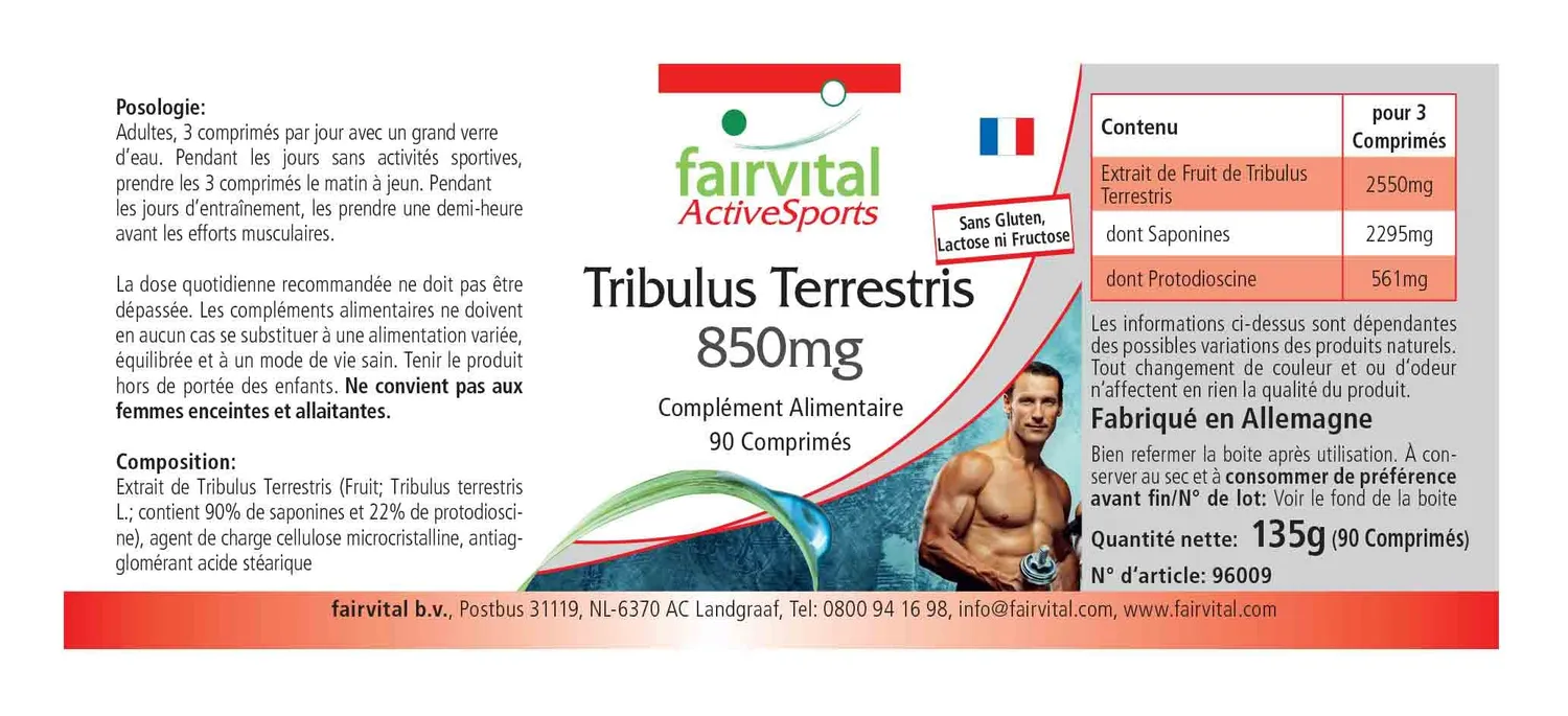 Fairvital Tribulus Terrestris 850 mg compresse 90 pezzi 90% saponine