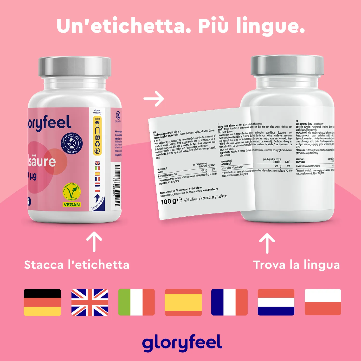 gloryfeel Acido Folico integratore 400 compresse vitamina B9