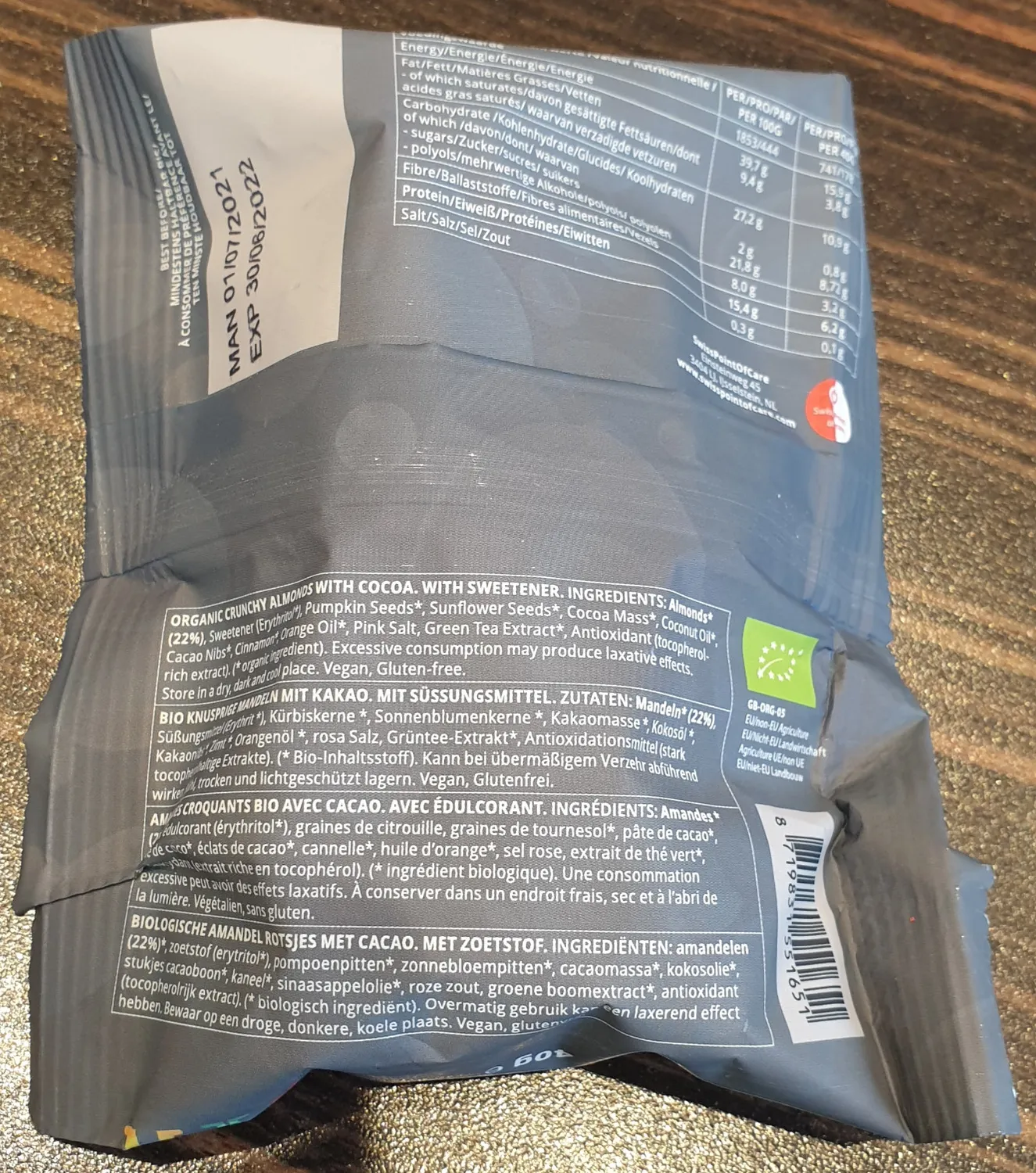 Go-Keto Crunch Almond Double Choc snack 10x40g vegano
