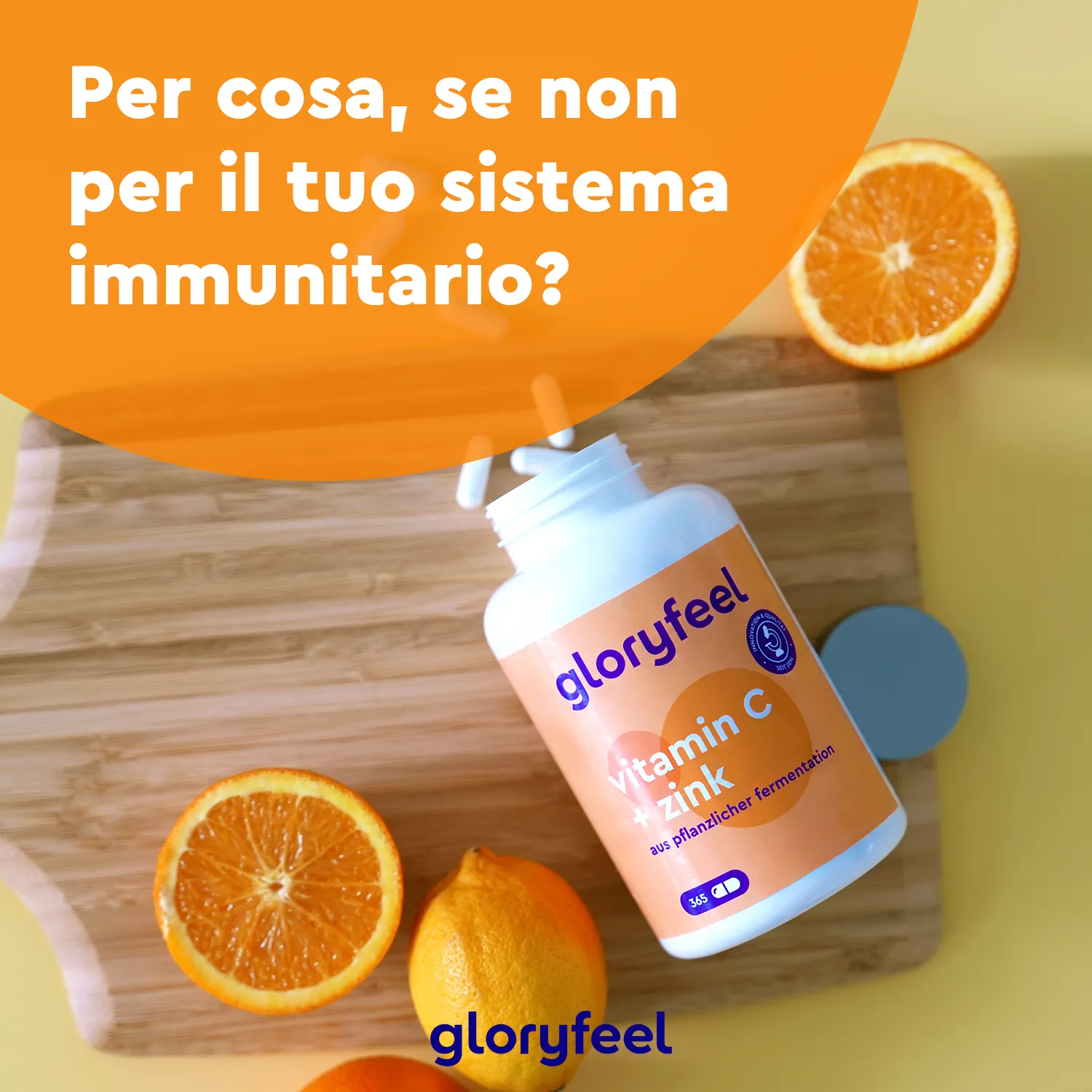 Gloryfeel Vitamina C + Zinco capsule 365 pezzi difese immunitarie