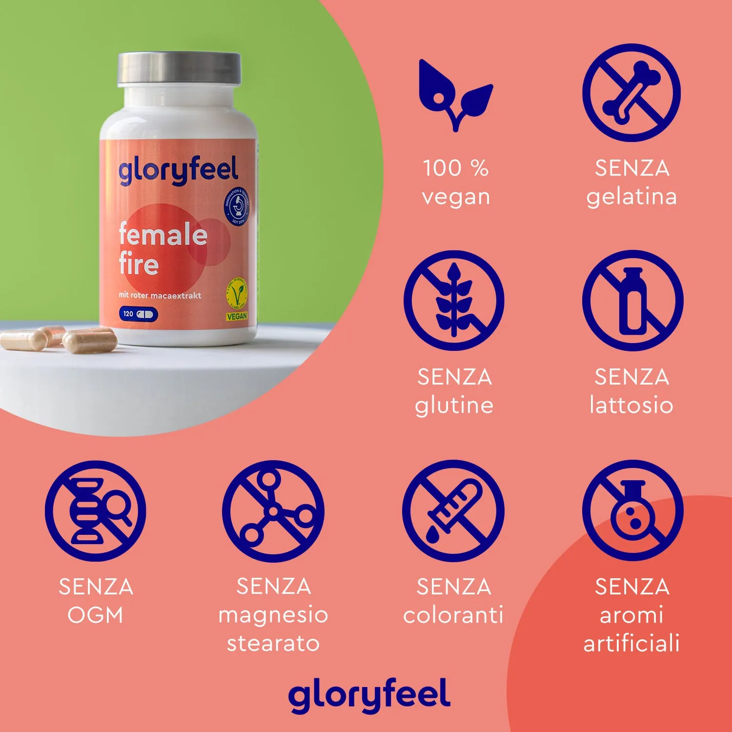 gloryfeel Female Fire Maca Rossa capsule equilibrio ormonale