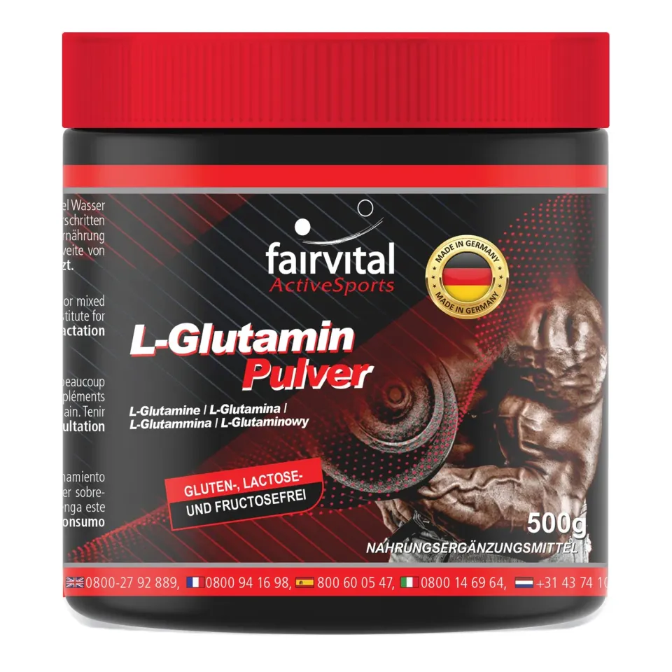 Fairvital L-Glutammina Polvere 500 g Vegana Alto Dosaggio