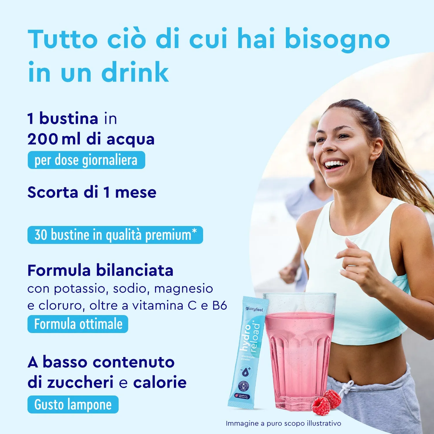 gloryfeel Elettroliti Lampone polvere minerali idratazione