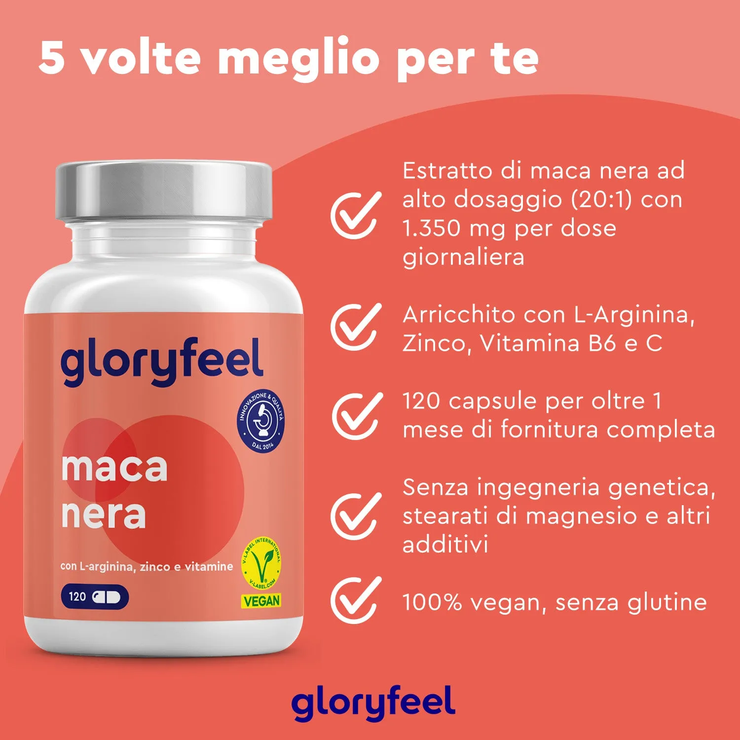gloryfeel Maca Nera Peruviana capsule 120 capsule estratto 20:1