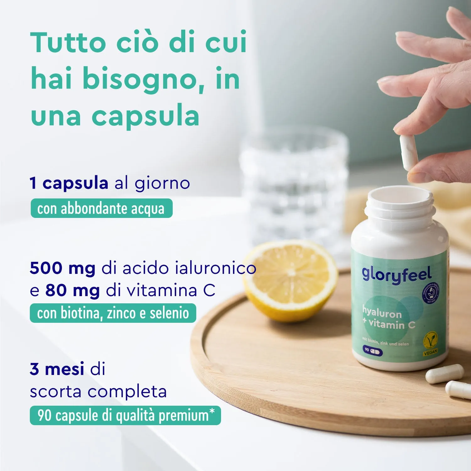 gloryfeel ActiHyal Acido Ialuronico capsule vitamina C