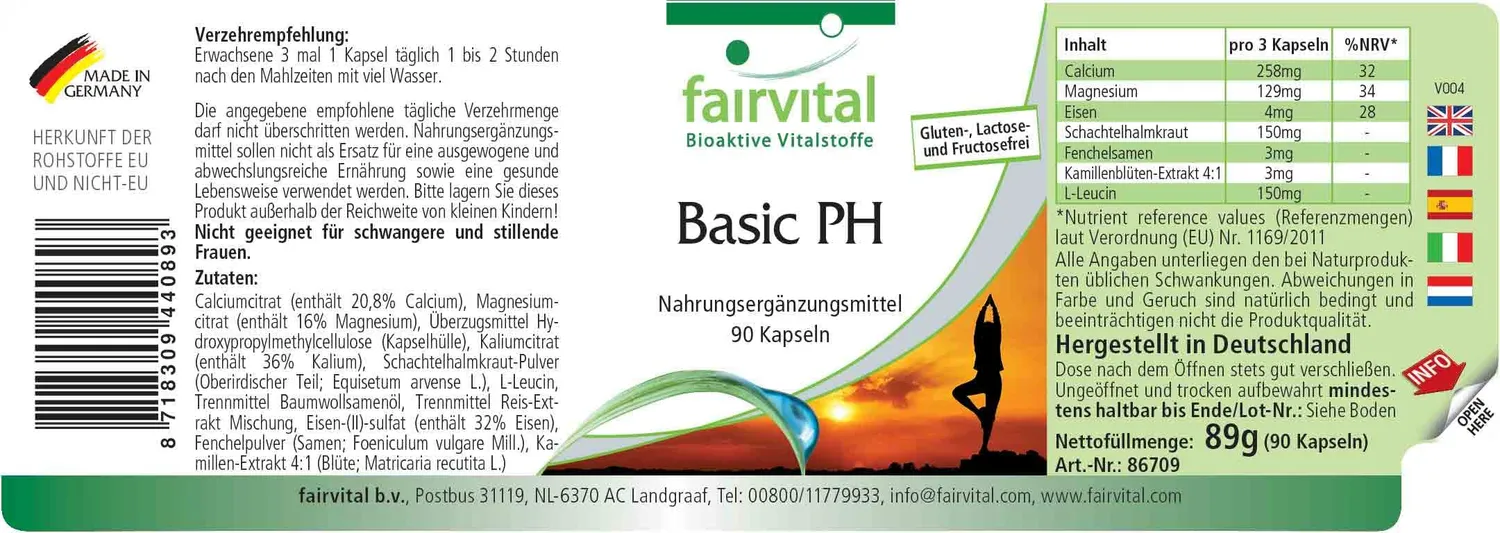 Fairvital Basic PH capsule alcaline 90 pezzi calcio magnesio