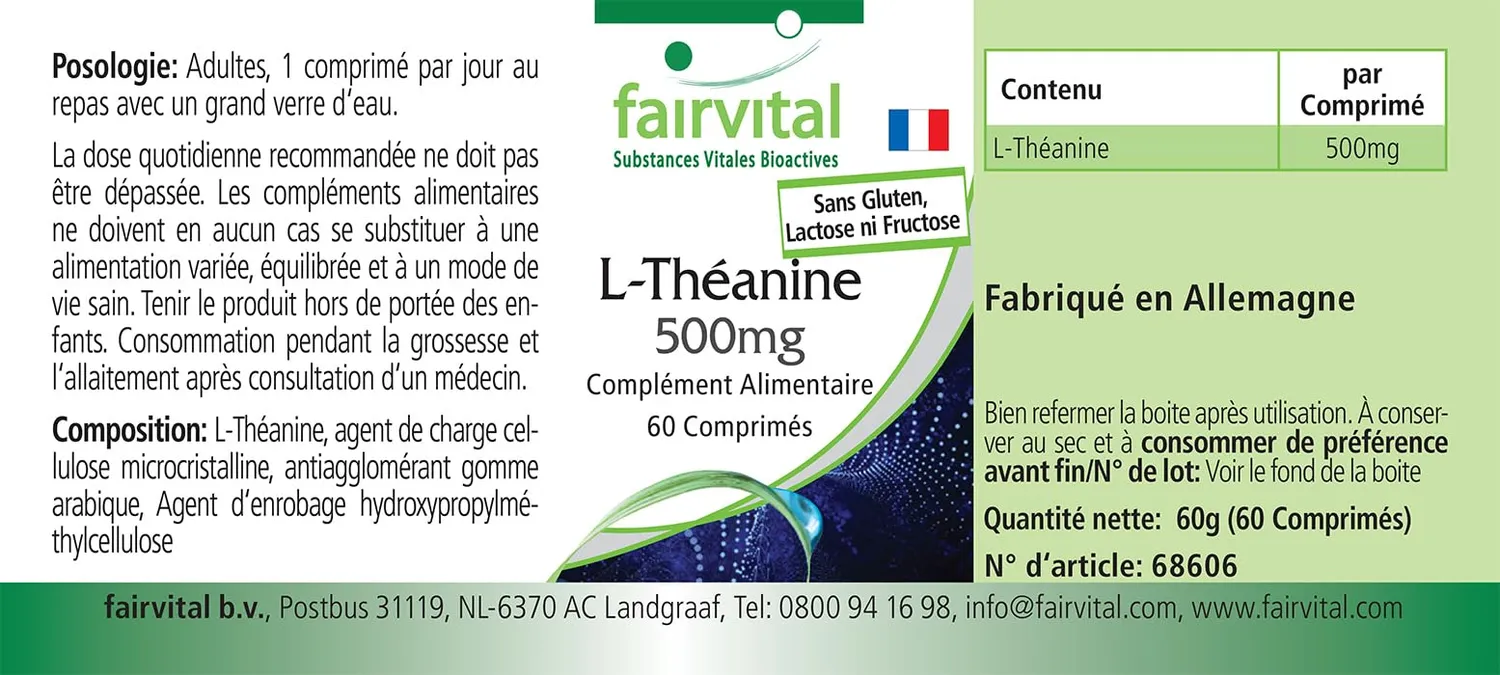 Fairvital L-Teanina 500 mg compresse 60 compresse vegane