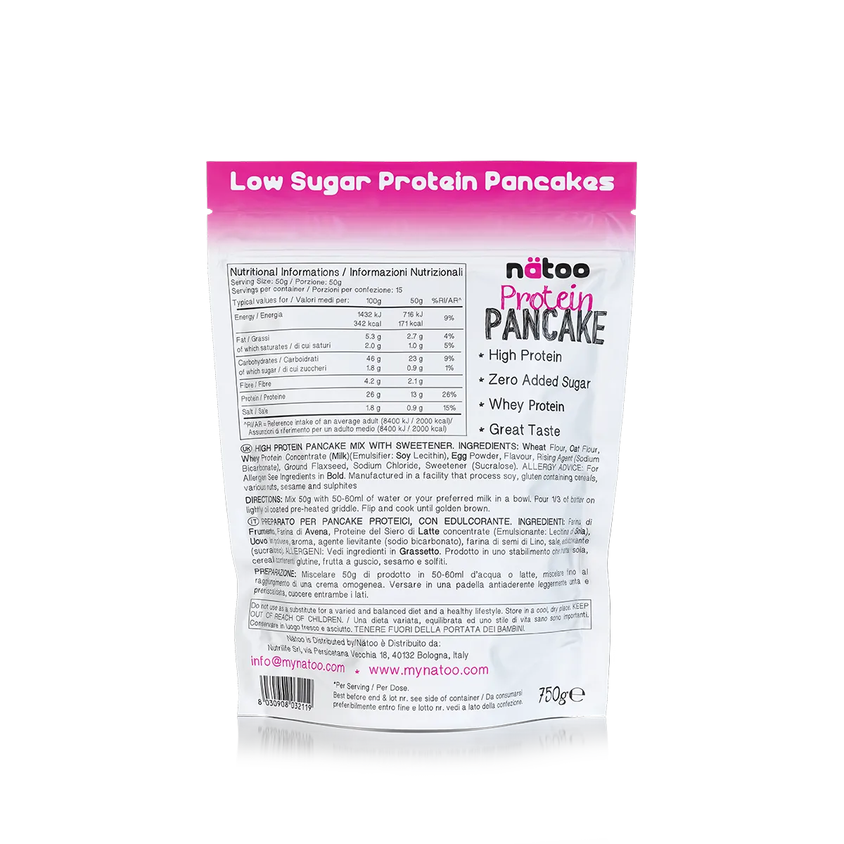 Natoo Food Pancake Proteici preparato 750g Buttermilk whey