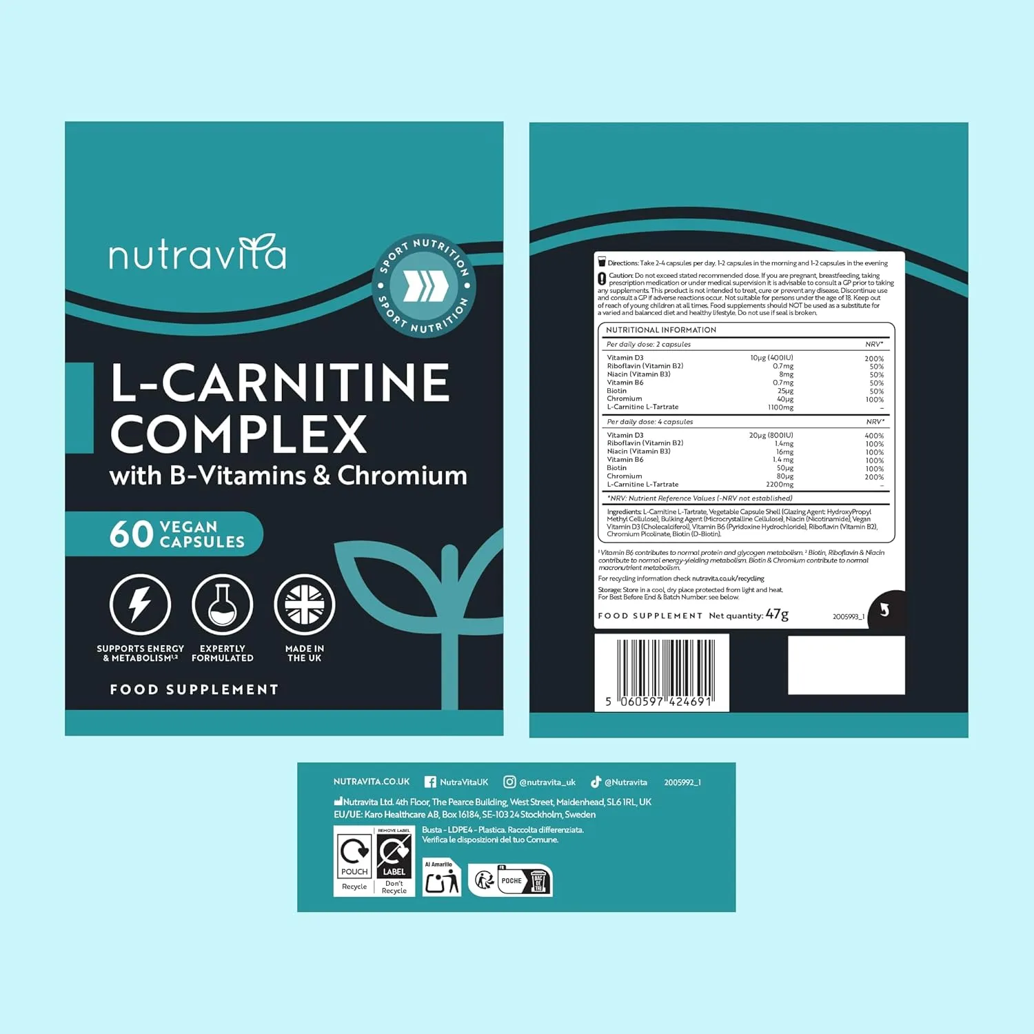 Nutravita L-Carnitina complesso 60 capsule metabolismo