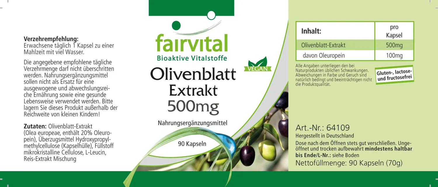 Fairvital Foglie Olivo capsule 500 mg 90 capsule oleuropeina